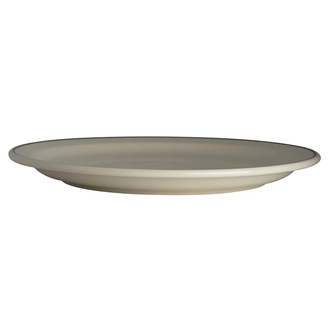 Steelite HL2241743 - 9" Round China Plate, Narrow Rim, White Homer Ivory Black Line, 1 Dozen