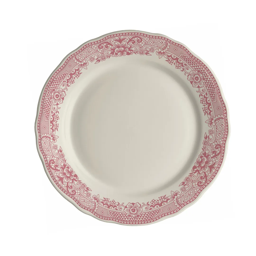 Steelite HL54863923 Round China Plate 10.625" Willow Rim Rose Dishwasher Oven Safe 500°F - 1 Dozen