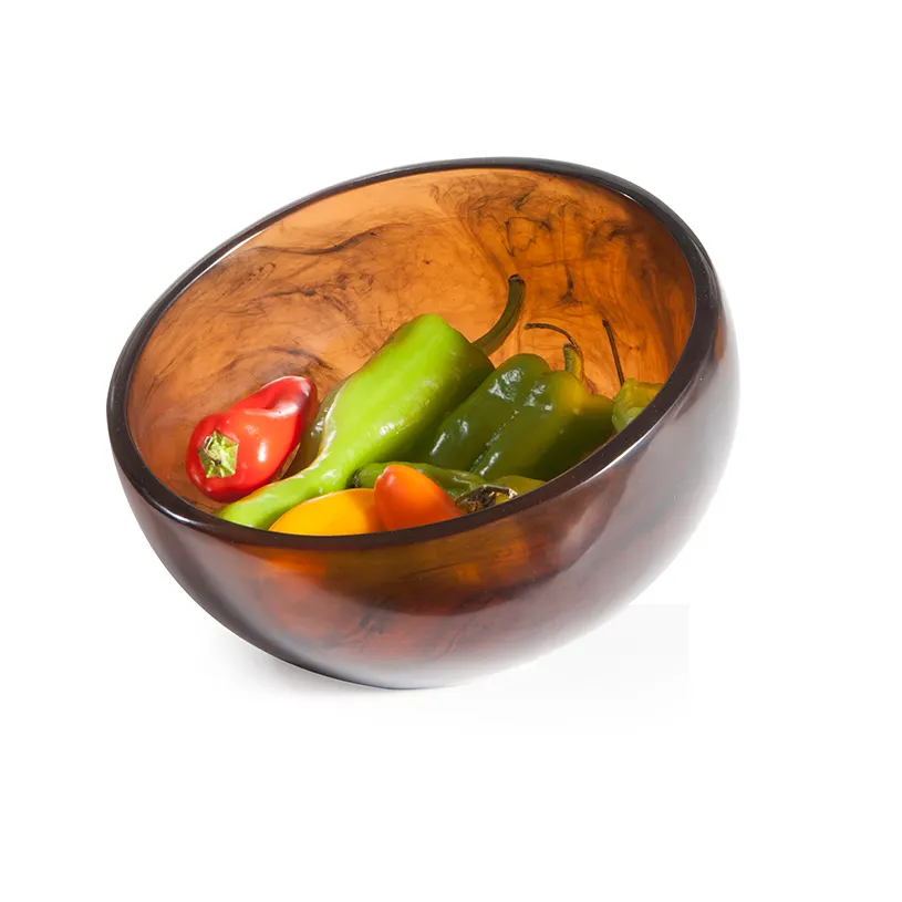 Steelite KMK1025TOR - 8" x 6" Slant Resin Bowl, Brown Tortoise, Dishwasher Safe, 2/Case