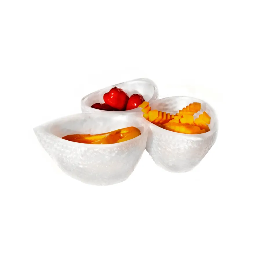 Steelite KMK2067SH 3‑Compartment Bowl, 8" x 2‑1/2" White Resin, Dishwasher‑Safe, Break‑Res - 2/Case
