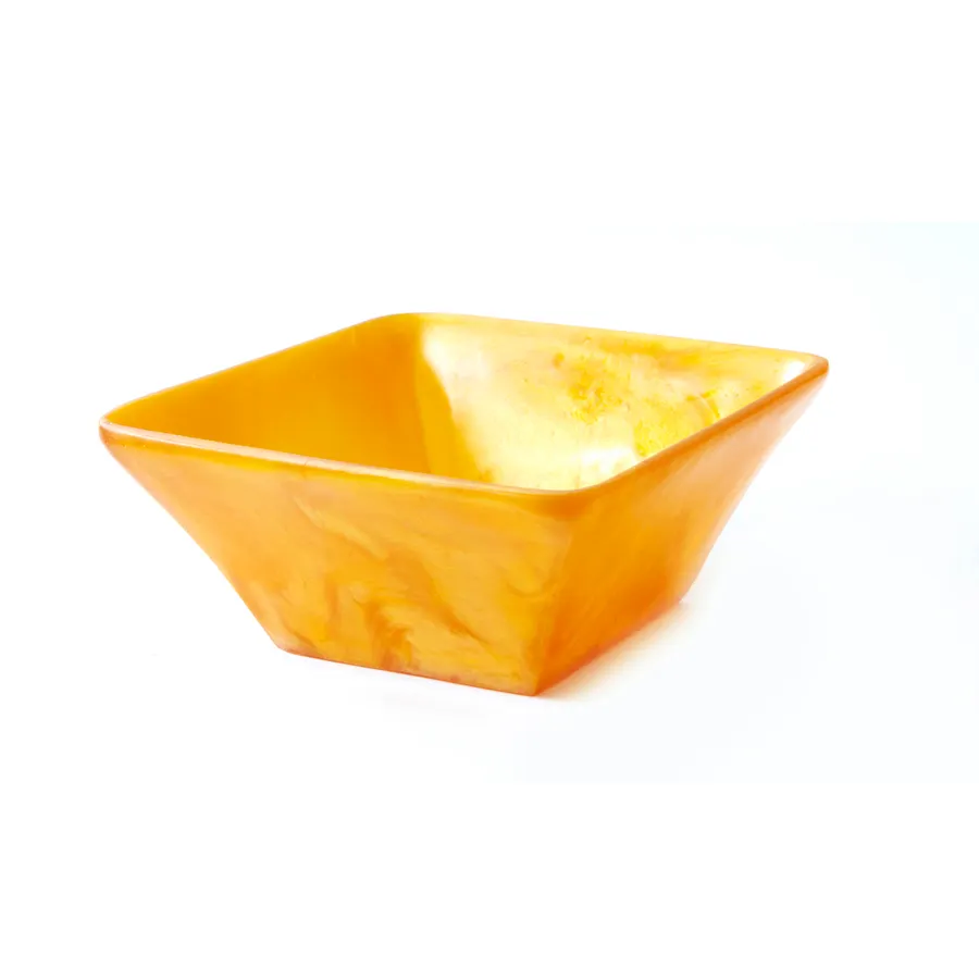 Steelite KMK2803TGP Square Bowl, 8" L x 8" W x 3-1/2" H, Orange Resin, Dishwasher Safe - 2/Case