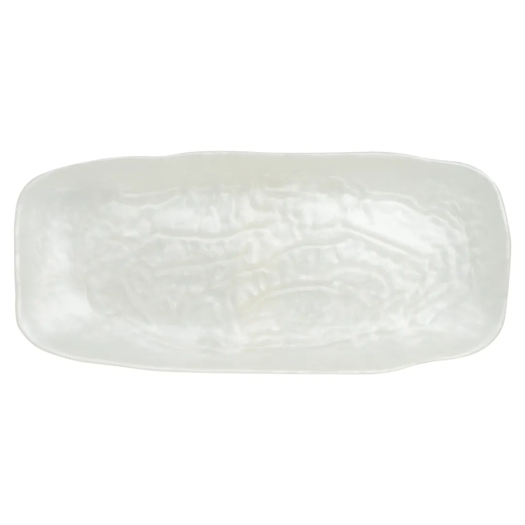 Steelite KMK2805SH Plastic Platter, 21-1/4" L x 9-1/2" W x 2-1/2" H, Rectangular White Resin Shell