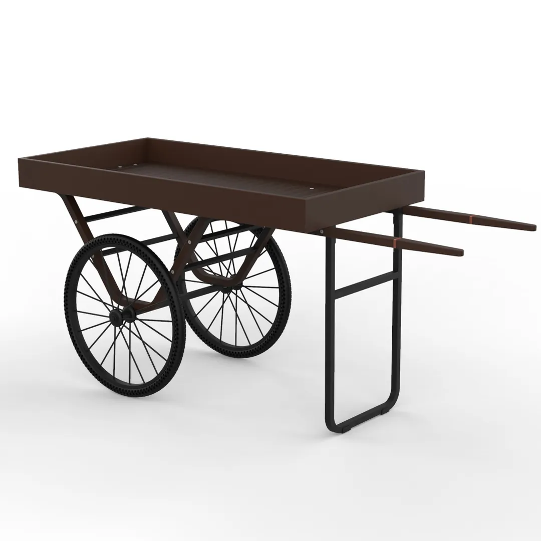 Steelite MGCCNT04DSXX Mogogo Cantine Serving Cart Dark Finish with Black Wheels