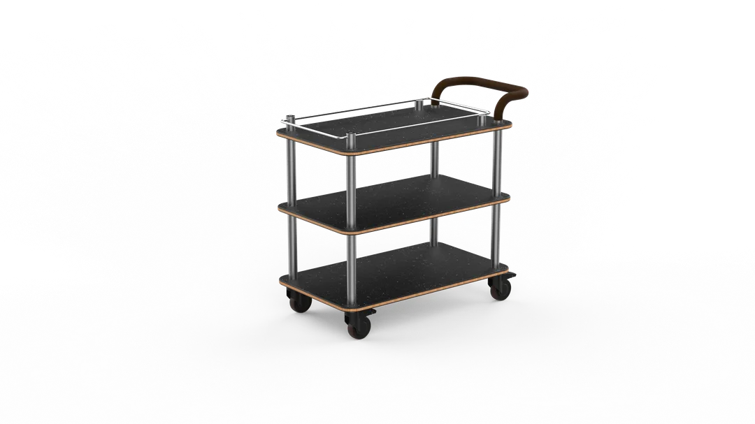 Steelite MGCRNX02MSXX Buffet Service Cart, 41.5x21x36, Nero Maquina Marble, Brushed Stainless Steel