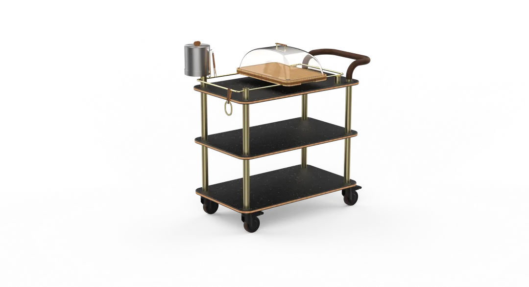 Steelite Mogogo 41-inch Buffet Serving Cart with Marble Shelves