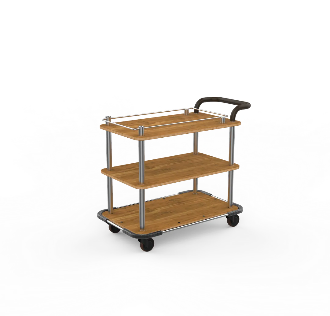 Steelite MGCRNX08BSXX Serving Cart, 42.5L x 24W x 36.5H, Mixed Materials, Brown, Rollin
