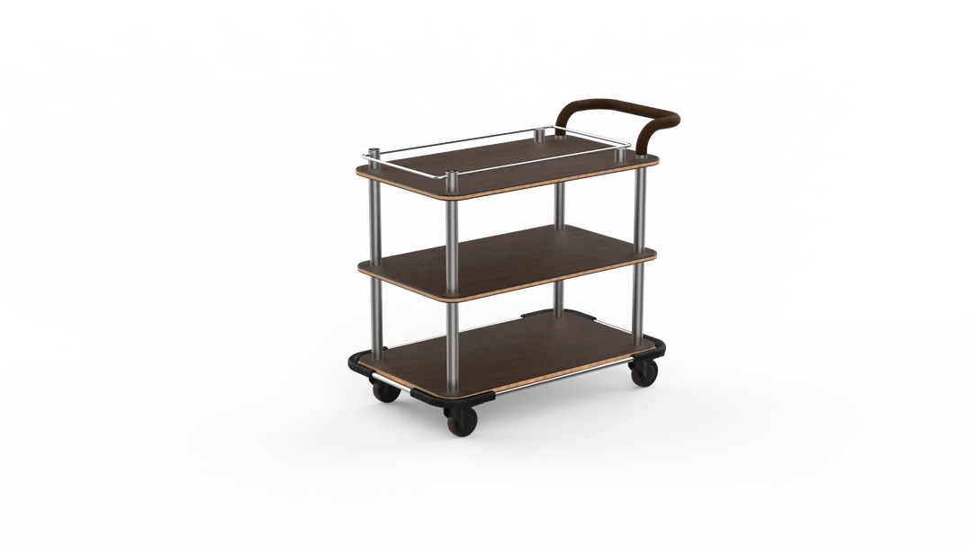 Steelite MGCRNX08WSXX Mogogo Buffet Solutions Roll'n Service Cart, 41.5x21x36, Bengali Mango Wood, Brushed Stainless Steel