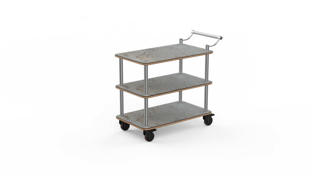 Steelite MGCRNX09GSXX Buffet Serving Cart, 41.5x21, 36H, Grey Slate Shelves, Brushed Stainless Steel