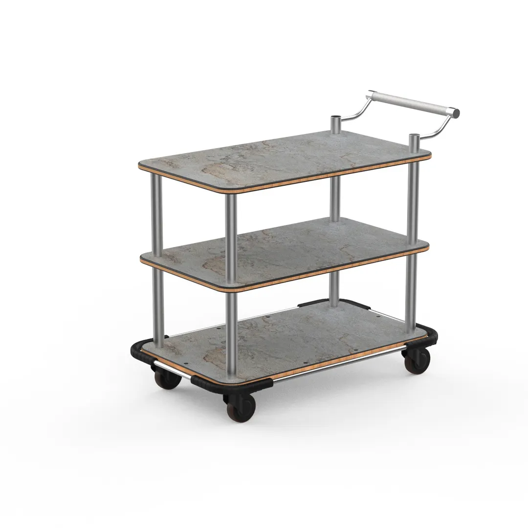 Steelite MGCRNX12GSXX 41.5x21x36 Buffet Serving Cart, Grey Slate Shelves, Stainless Steel Handle