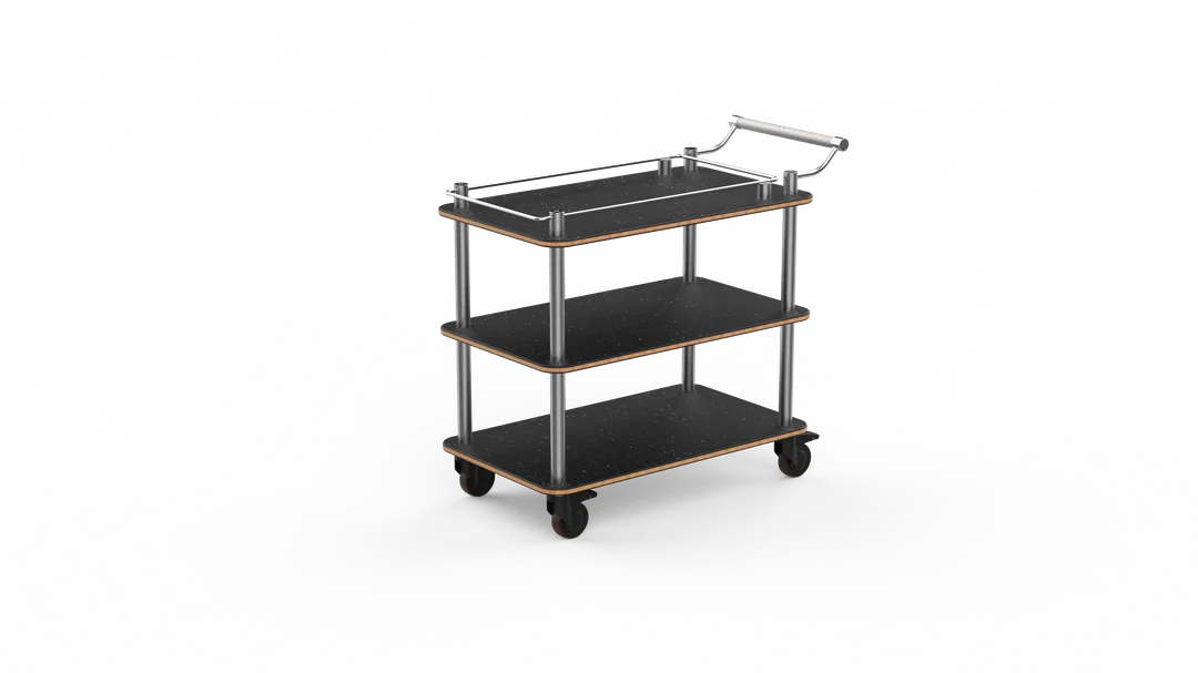 Steelite MGCRNX15MSXX Mogogo Buffet Solutions Roll'n Service Cart, 41.5x21x36, Nero Marquina Marble, Brushed Stainless Steel
