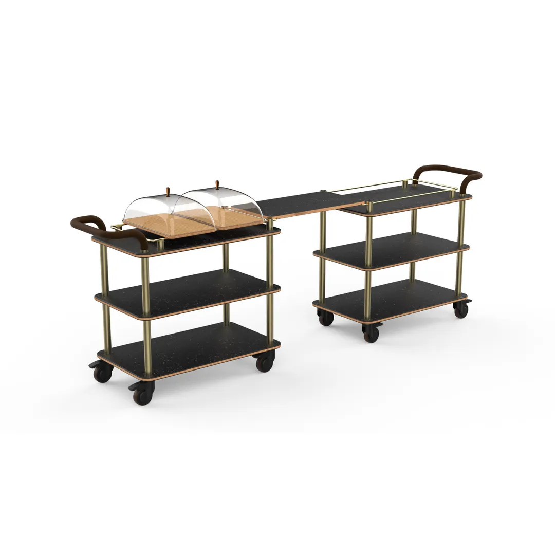 Steelite Serving Cart with 2 Shelves and Adjustable Height
