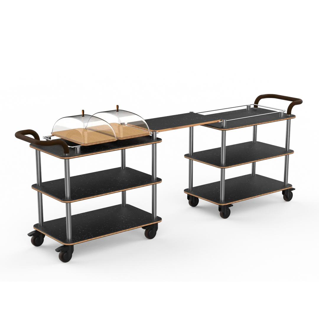 Steelite MGCRNX25MSXX Mogogo Roll'n Mini Coffee Break Station, Nero Marquina Marble, Brushed Stainless Steel, Leather Handles