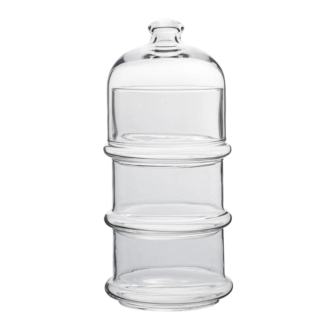Steelite P96815 - 3-Bowl Dome Set, 17 oz, 4.5" x 10.5", 9"-12" Clear Glass Stand, 3-4 Tiers - 6/Case