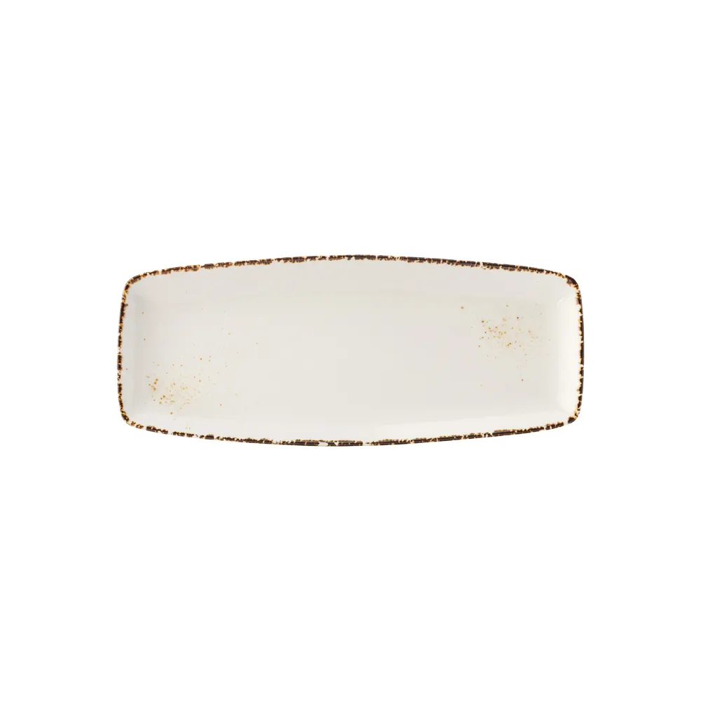 Steelite UCT9072 China Plate - 12" Rectangular Porcelain, White Utopia Umbra, - 6/Case