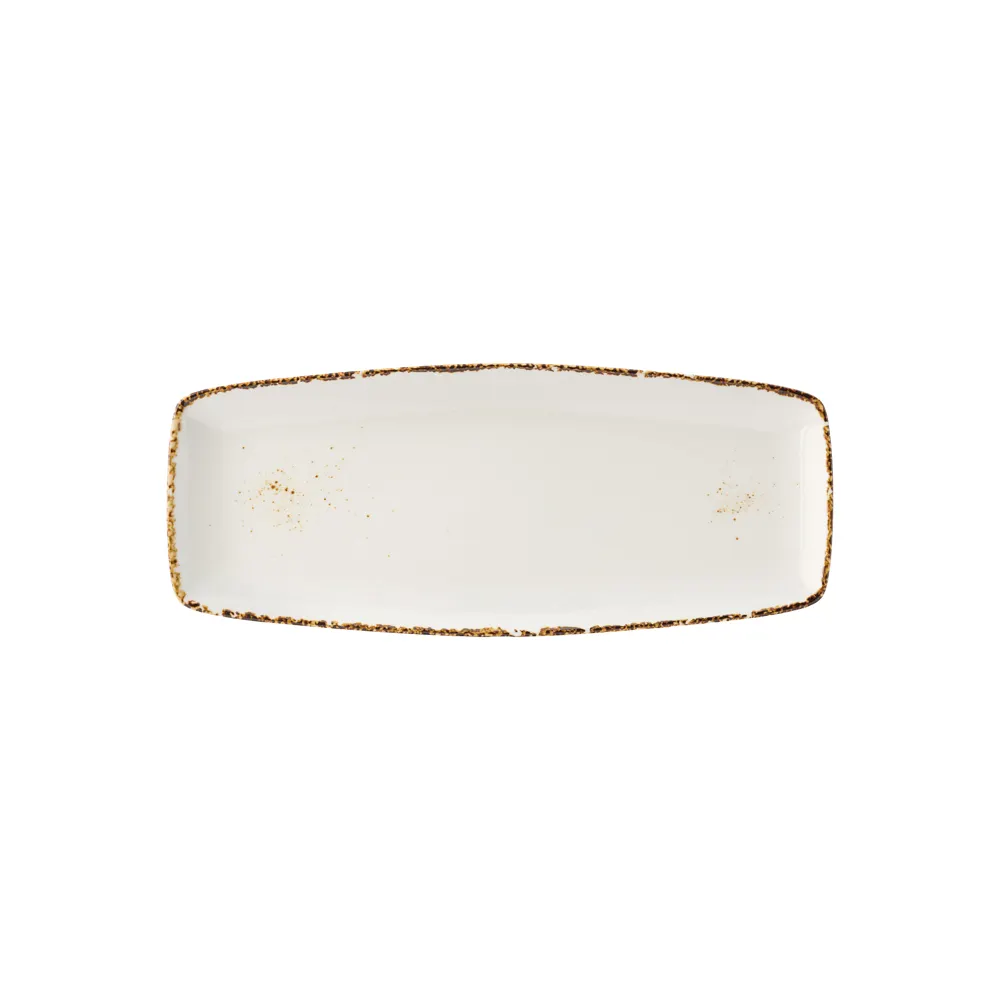 Steelite UCT9073 - 14.5" Rectangular Porcelain Dinner Plate, White Utopia Umbra - 6/Case
