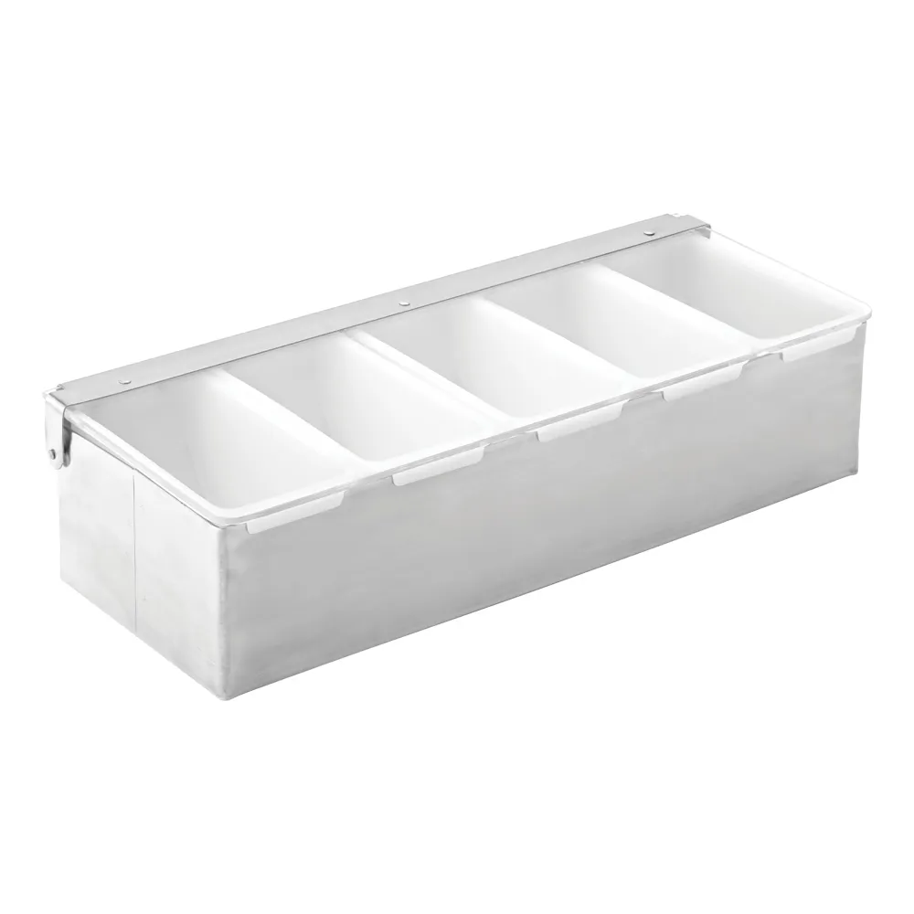 Steelite UF91103 - Condiment Holder, 5 Compartments, 14.625" x 3.75" H, Stainless Steel Silver