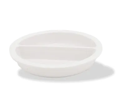Steelite WL53316D Chafer Insert, 15 3/4" x 2 1/2" Round Porcelain Pan, 7 Qt Divided - 6/Case