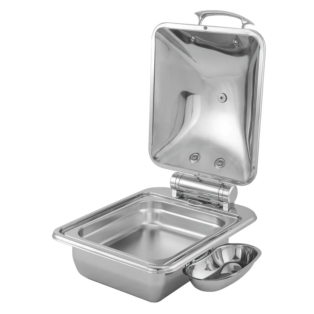 Steelite WLWI35UMT - 4 Qt Rectangular Chafing Dish, Hinged Lid, Stainless Steel Induction-Ready