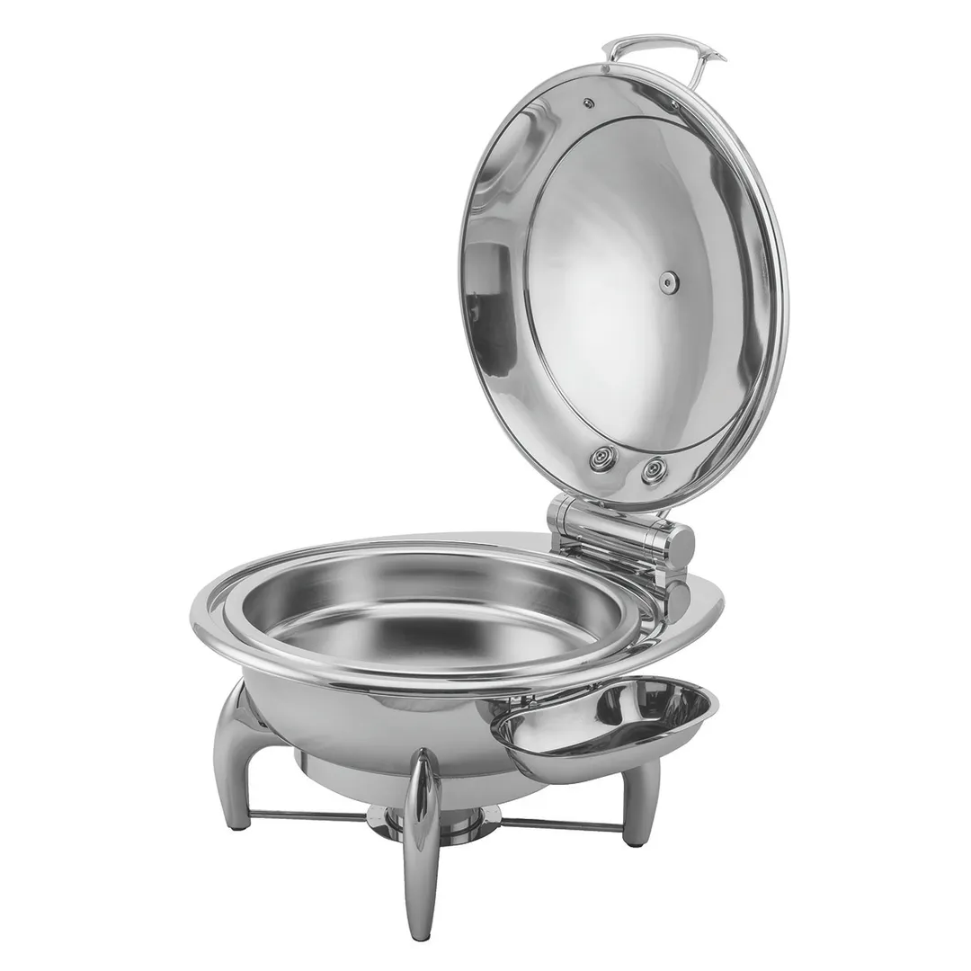 Steelite WLWI6LML Chafing Kit – 7 Qt Round Stainless Steel, Hinged Lid, Induction, Burner Stand