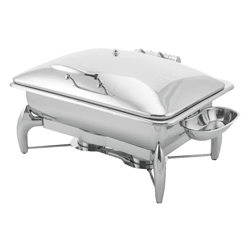 Steelite WLWI9LML 8-Qt Chafing Dish, 23"×18½"×16¾" SS, Lid, Stand w/2 Cups, Induction