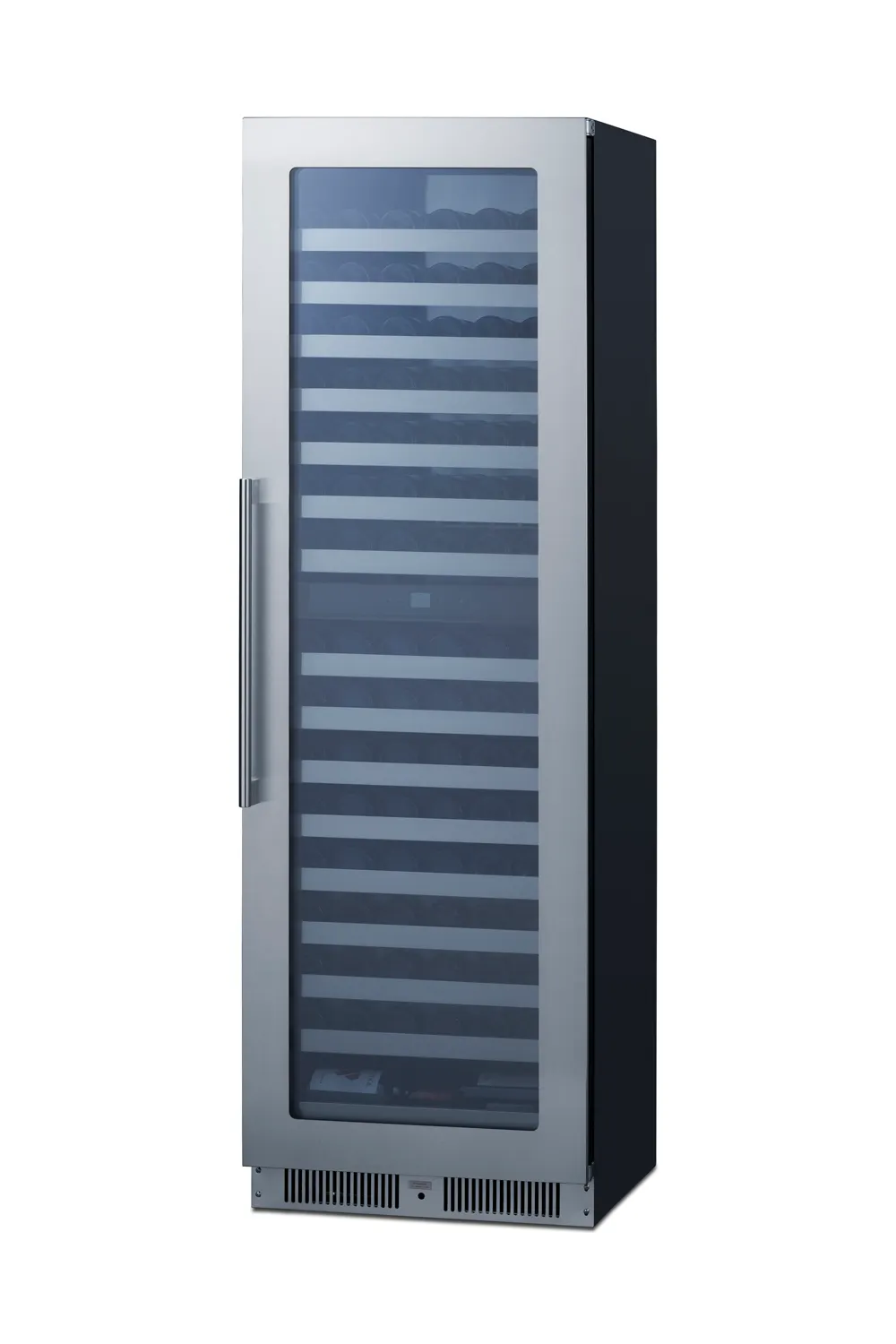Summit SDHWC98 Dual‑Zone Wine Cooler, Black Cabinet, Trimmed Glass Door, 16 Shelves, LED, 115V R600a