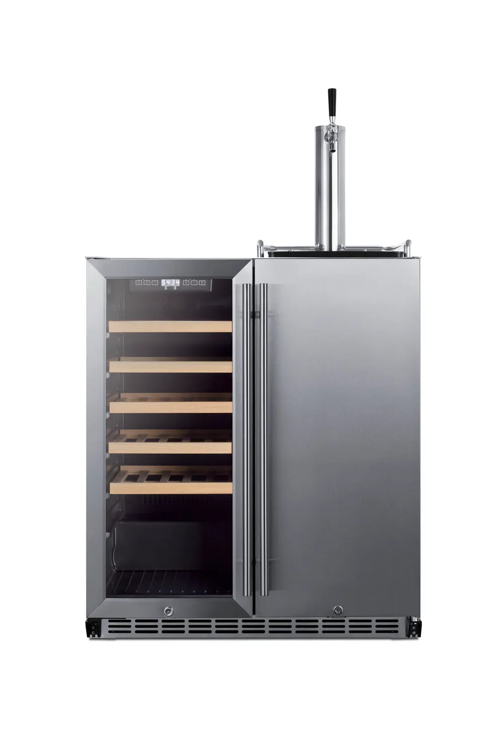 Summit SWBC3041 Wine Cellar & Kegerator, 24"‑35" SS 20‑59 Bottles, 34‑72°F, Tap Kit, No‑Frost, R600a
