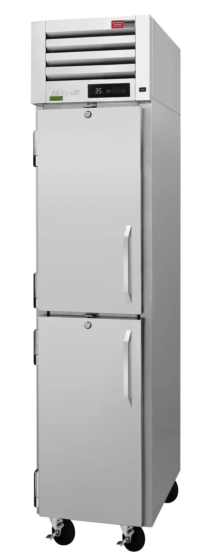 Turbo Air PRO-12-2R-N(-L) 1-Section Reach-In Refrigerator, 9.4 cu.ft., Stainless Steel, 2 Half Solid Doors, Top Mounted