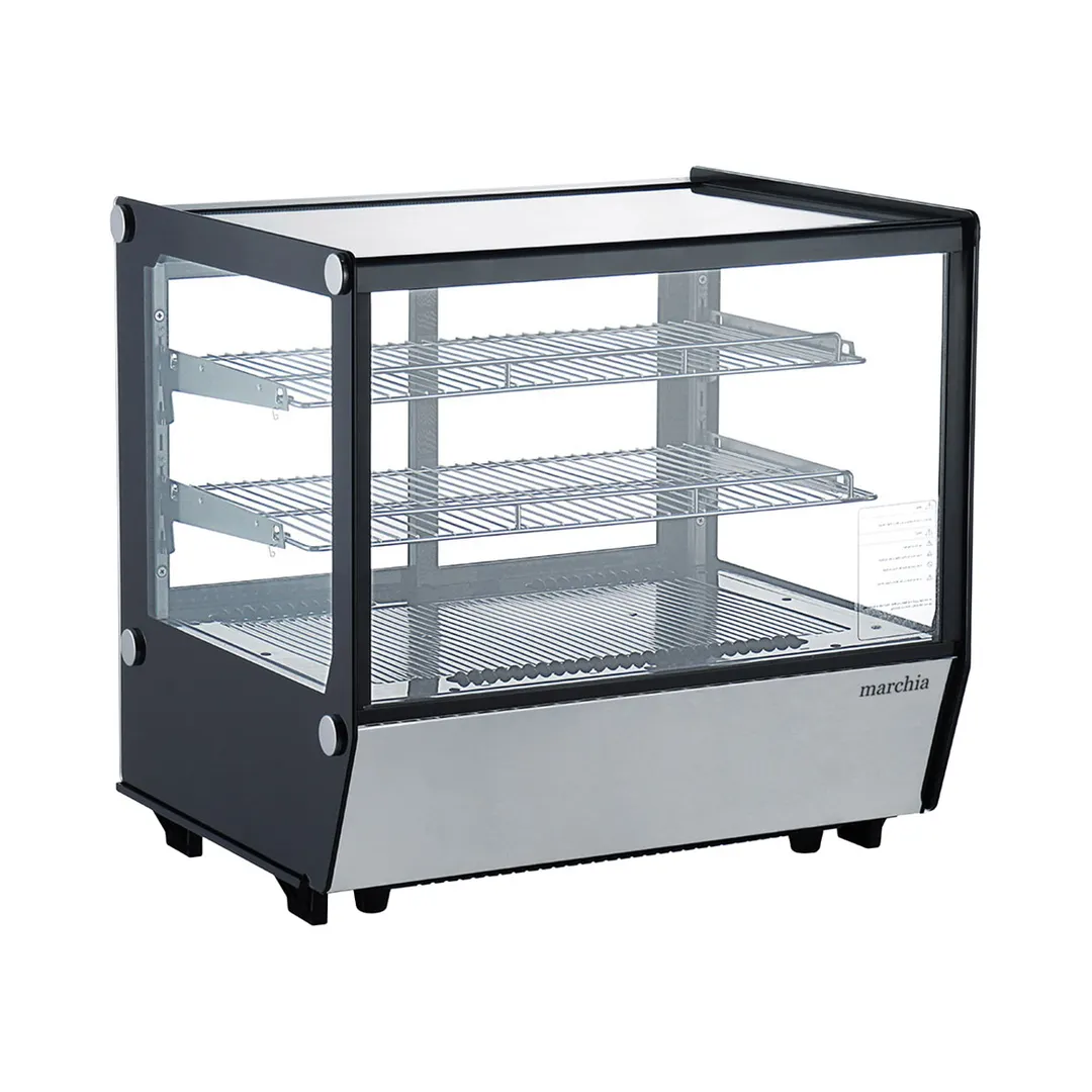 Marchia MDC120-ST 27" Countertop Display Case, 4.25 Cu Ft, Glass Doors, 2 Shelves, 33°‑54.6°F, R290