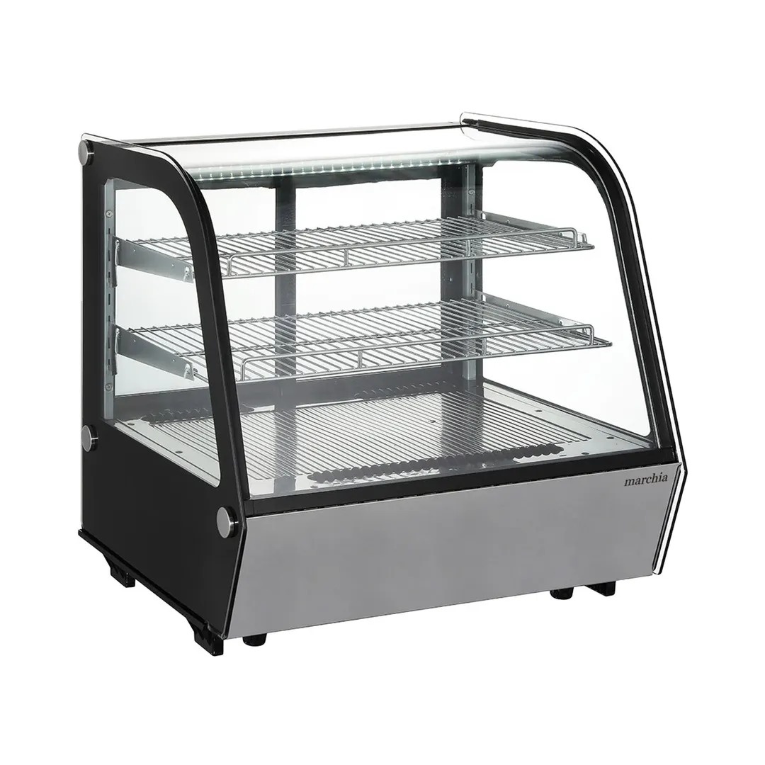 Marchia MDC121 Refrigerated Case, 28" Wide, 4.25 Cu Ft, Black, Sliding Glass Doors, 2 Shelves