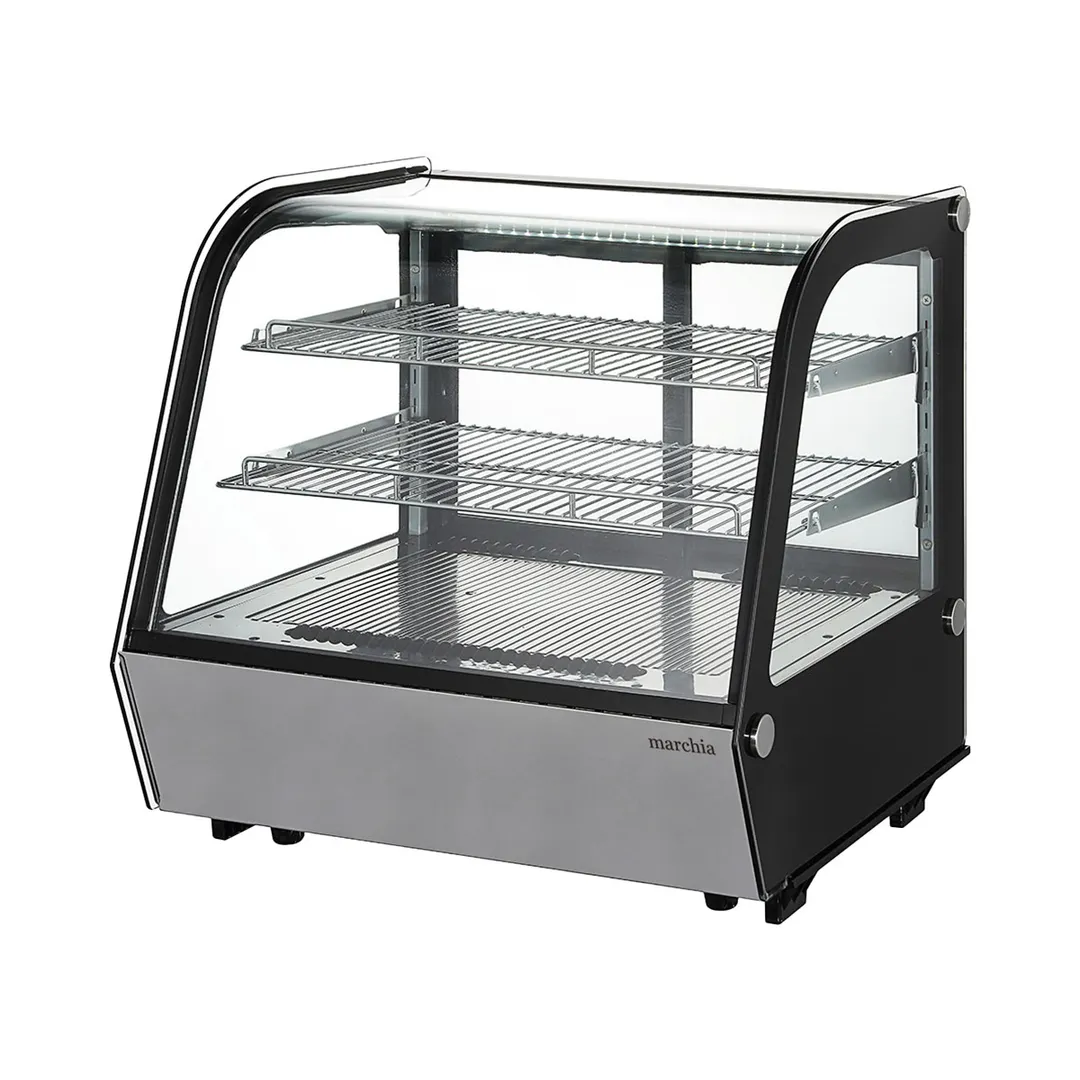 Marchia MDC121 Refrigerated Case, 28" Wide, 4.25 Cu Ft, Black, Sliding Glass Doors, 2 Shelves