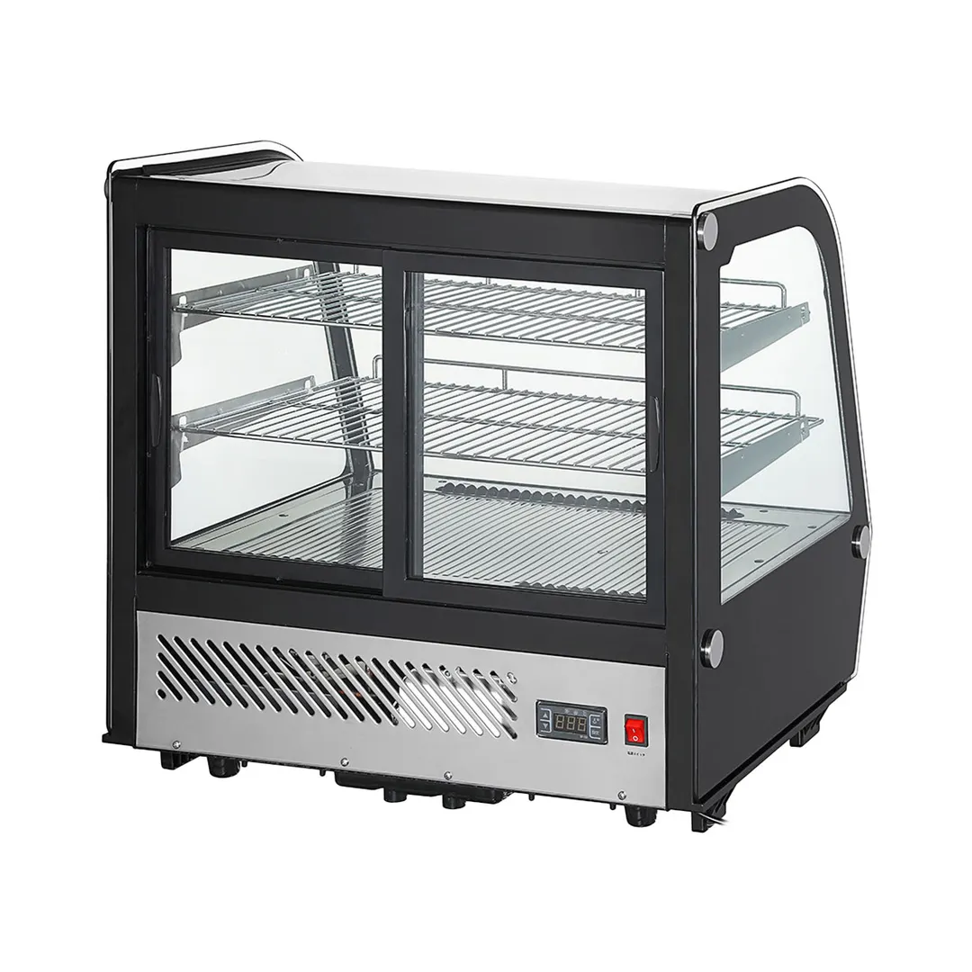 Marchia MDC121 Refrigerated Case, 28" Wide, 4.25 Cu Ft, Black, Sliding Glass Doors, 2 Shelves
