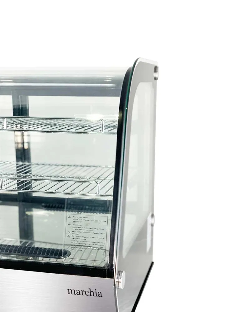 Marchia MDC121 Refrigerated Case, 28" Wide, 4.25 Cu Ft, Black, Sliding Glass Doors, 2 Shelves