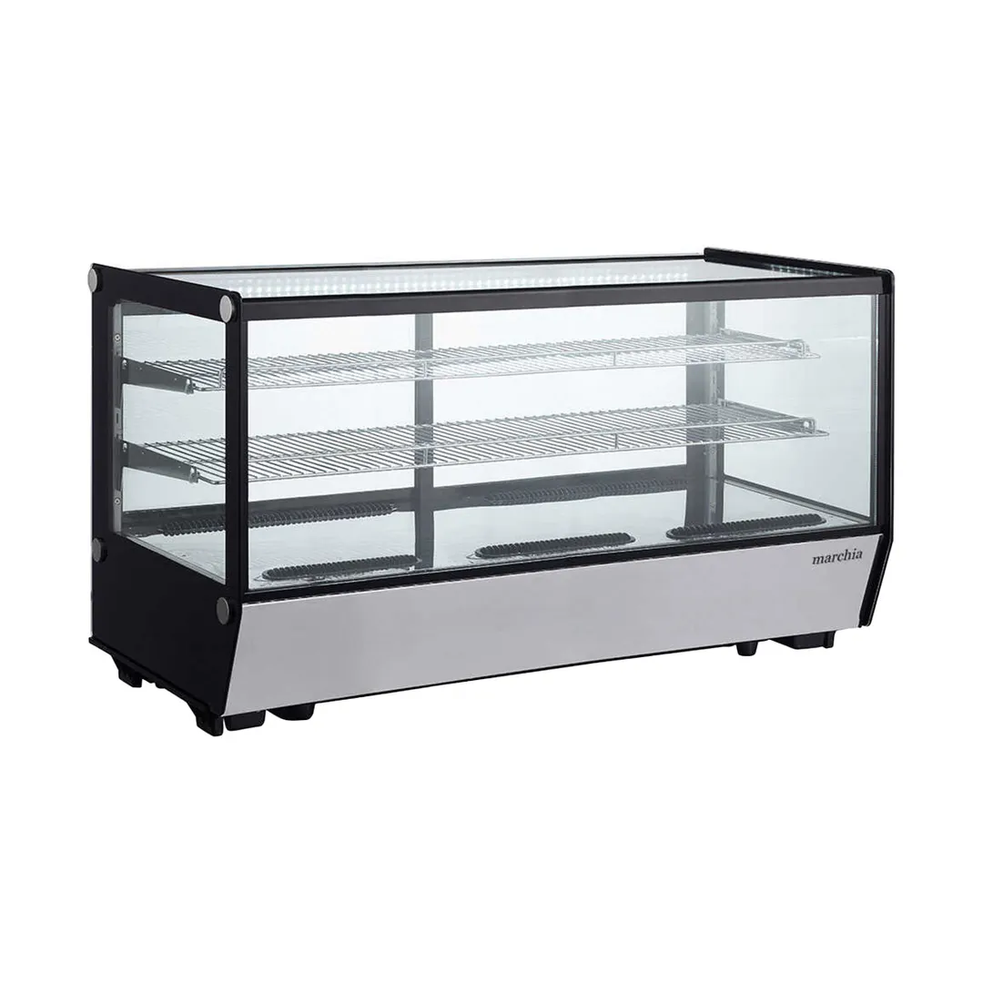Marchia MDC260-ST 48" Countertop Display, 8.2 cu ft, Black, Sliding Glass Doors, 2 Shelves