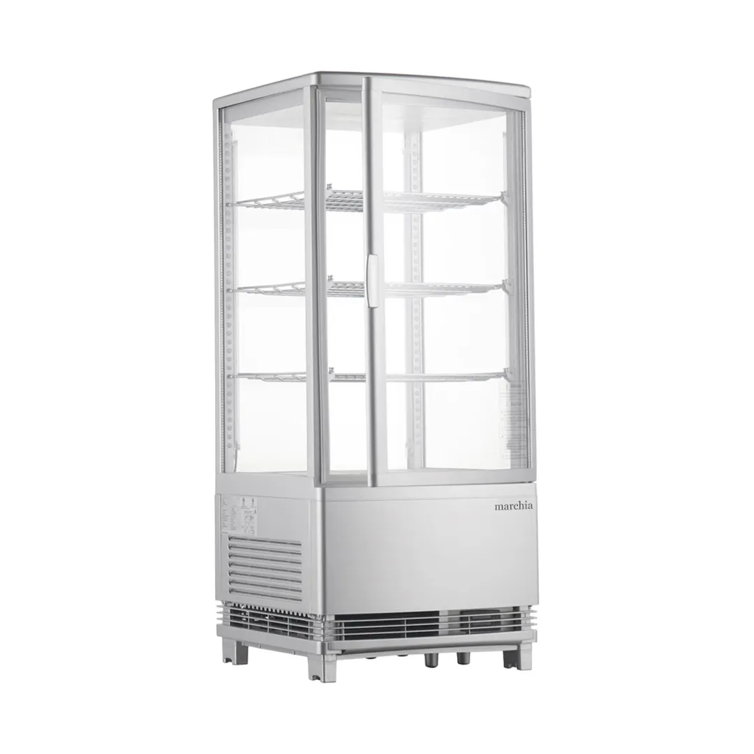 Marchia MDC78S Countertop Case, Silver, 16-11/16" Width, 2.8 cu Ft, 32°‑54°F Control, 3 Wire Shelves