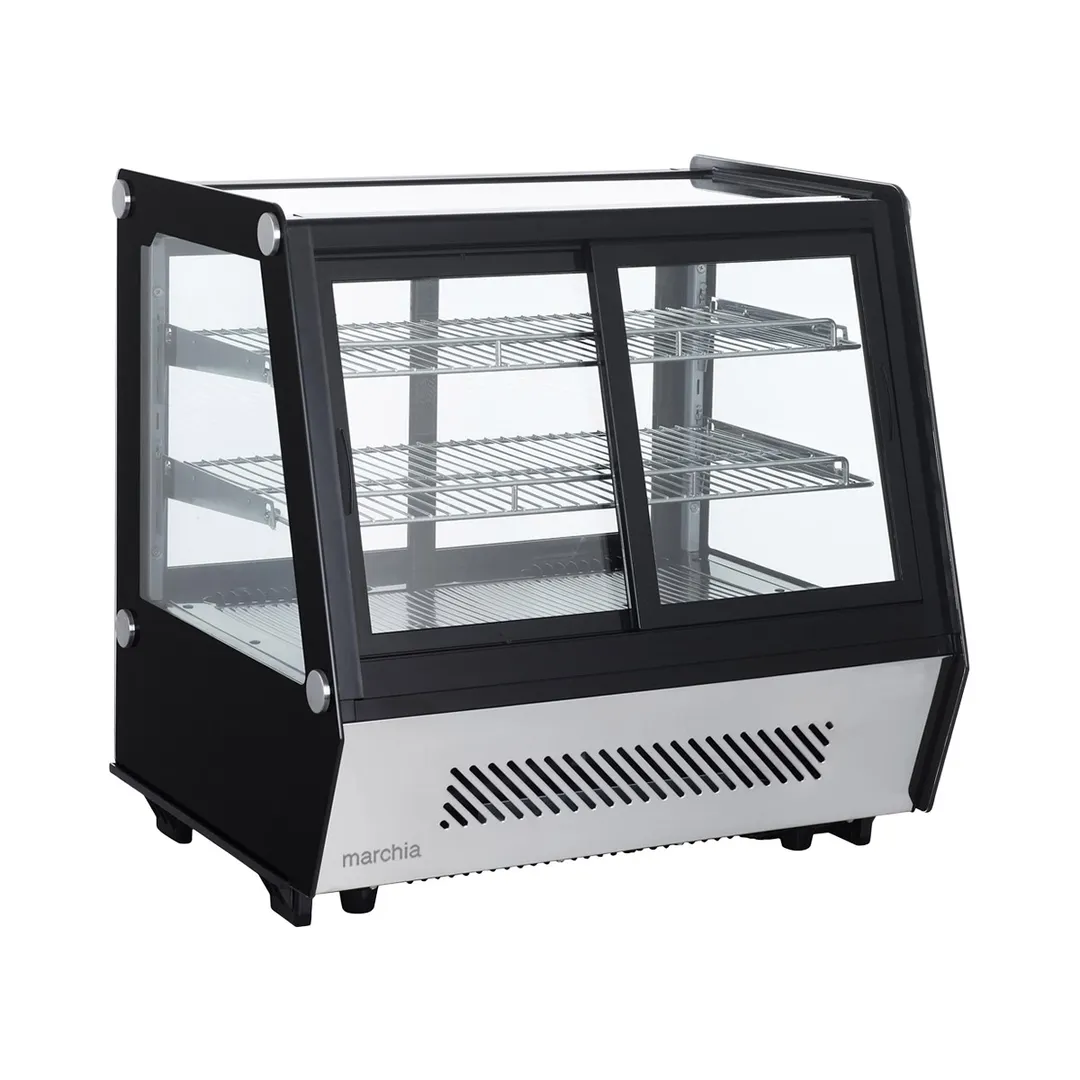 Marchia MDCC125 Countertop Display Case 28" Black, 4.4 Cu Ft, Doors, 2 Shelves, 33°‑55°F, R290, 110V