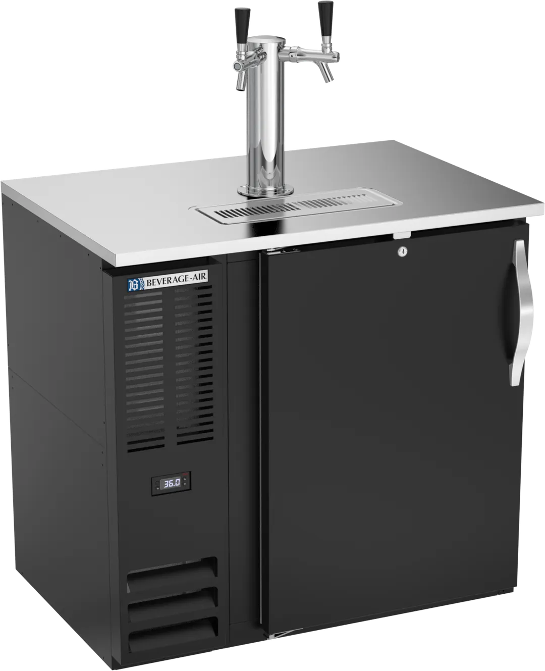 Beverage Air DDN36HC-B Draft Beer Cooler 36"W x 26"D x 49"H BlackTop 1/2 Barrel 1Col 2 Faucets 115V
