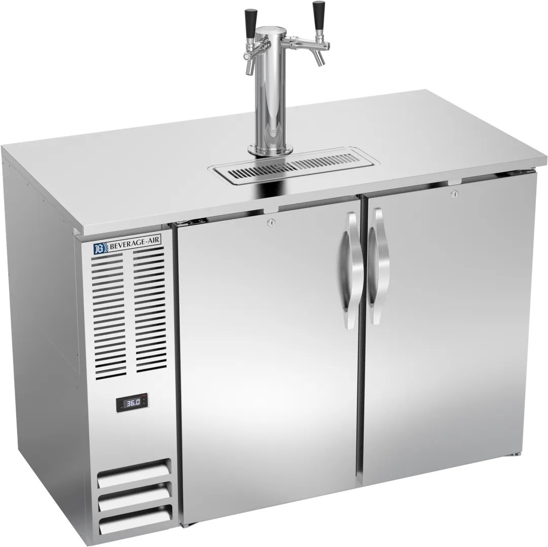 Beverage Air DDN48HC-S Draft Beer Cooler 48" W, 2-Keg, Dual Faucet, R290, 1/4 HP, UL-Sanitized
