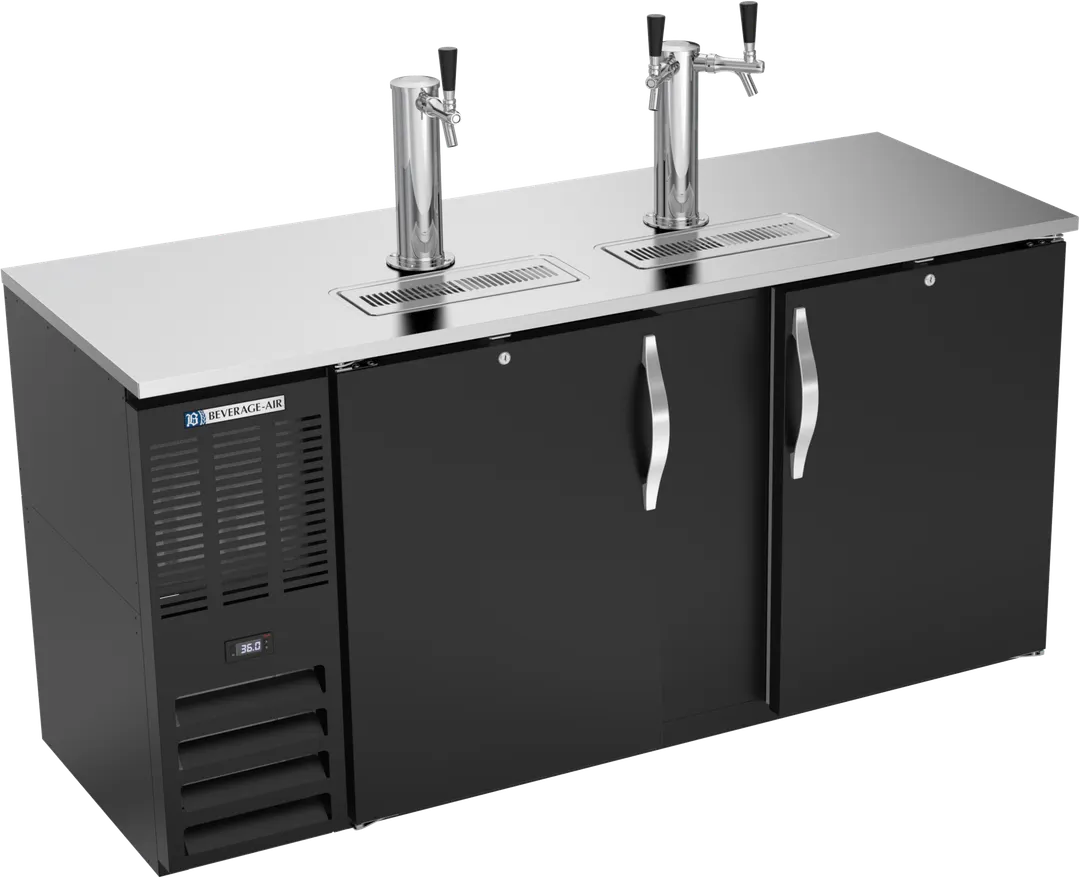 Beverage Air DDN68HC-B Draft Beer Cooler, 68"W x 26-3/8"D x 49-5/16"H, Blk, 3-Keg, R290 1/3 HP, 115V