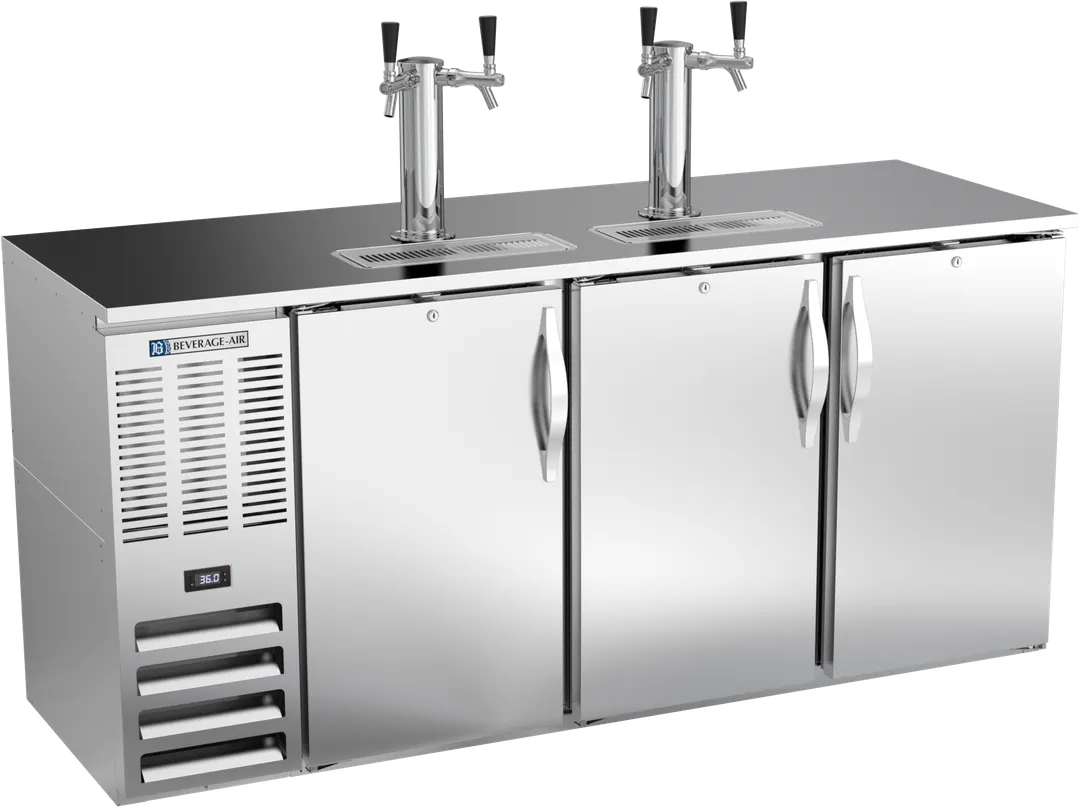 Beverage Air DDN72HC-S Beer Cooler, 72" W x 26-3/8" D x 49-5/16" H, 3-4 Keg, Steel, Dual Tap, R290