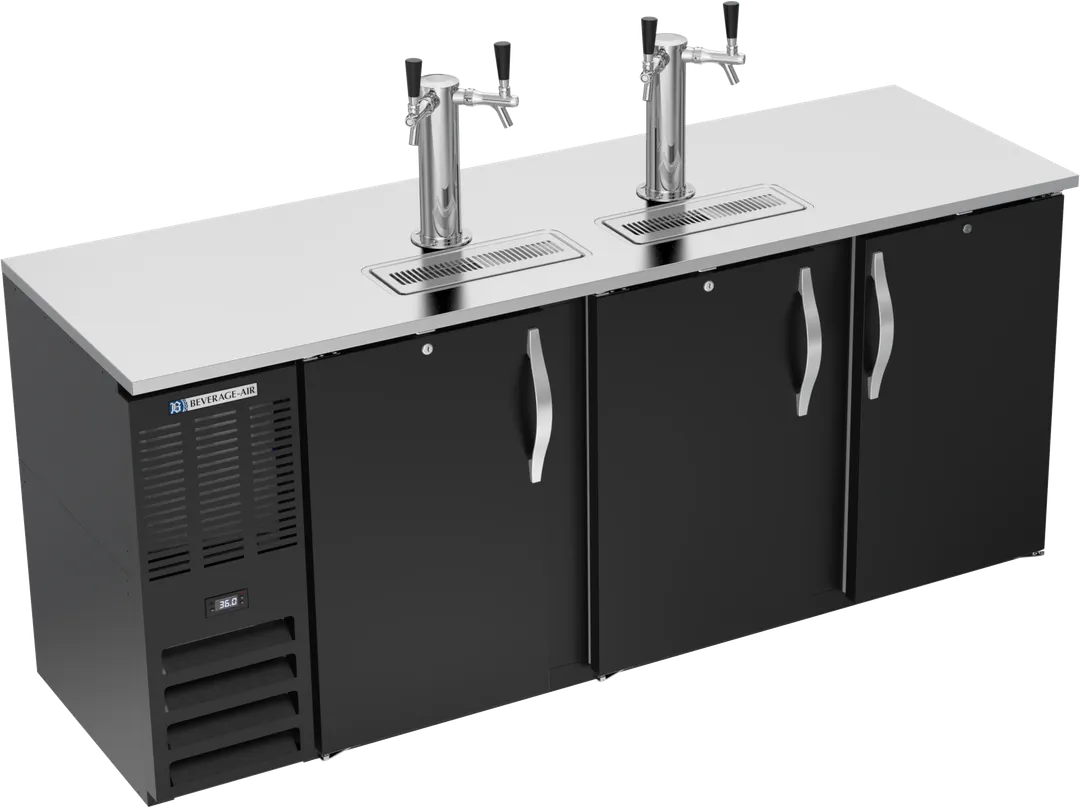 Beverage Air DDN78HC-B Draft Beer Cooler, 78"W x26"D x49"H, Black, 4‑Keg Capacity, R290 Refrigerant