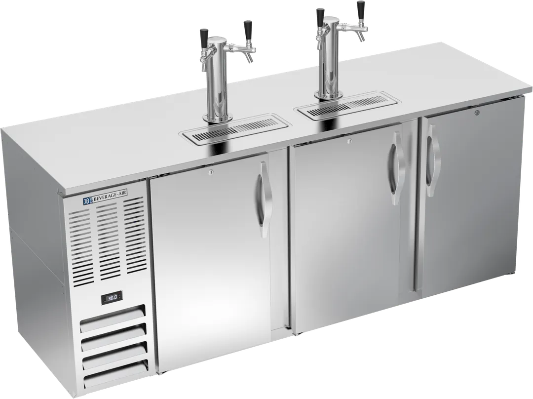 Beverage Air DDN78HC-S Draft Beer Cooler, 78"W x 26"D x 49"H, 4Keg Steel Faucet Towers, 1/3 HP, 115V