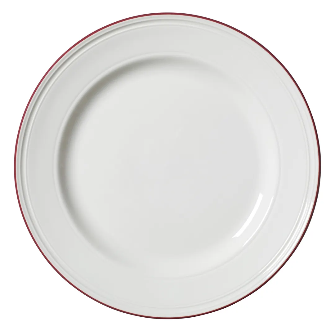 Steelite 1407X0101 11.25" Round Ceramic Plate, Maroon Band Vitrified, Oven Safe 530°F/275°C - 6/Case