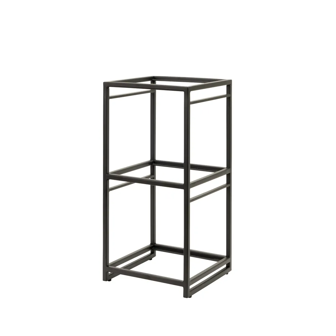 Steelite 7363MW344 Square Tiered Riser, 9.5"×9.5"×19.5" Black Metal, H 17"+ W 10"-19" D 9"+