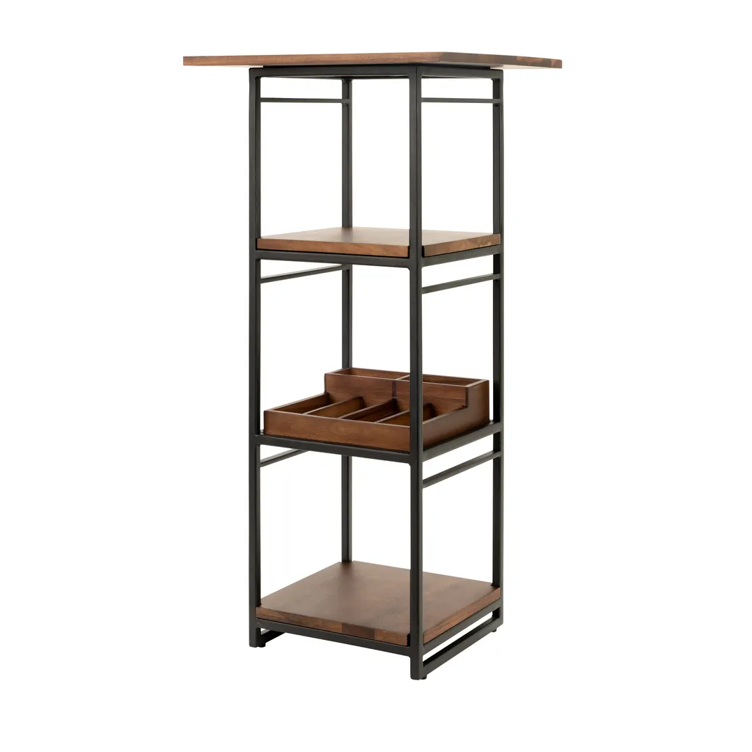 Steelite 7363MW345 Square Tiered Riser, 9.5" x 9.5" x 28.5", Black Metal Spire,10"-19"W, 17"+ H, 9" D