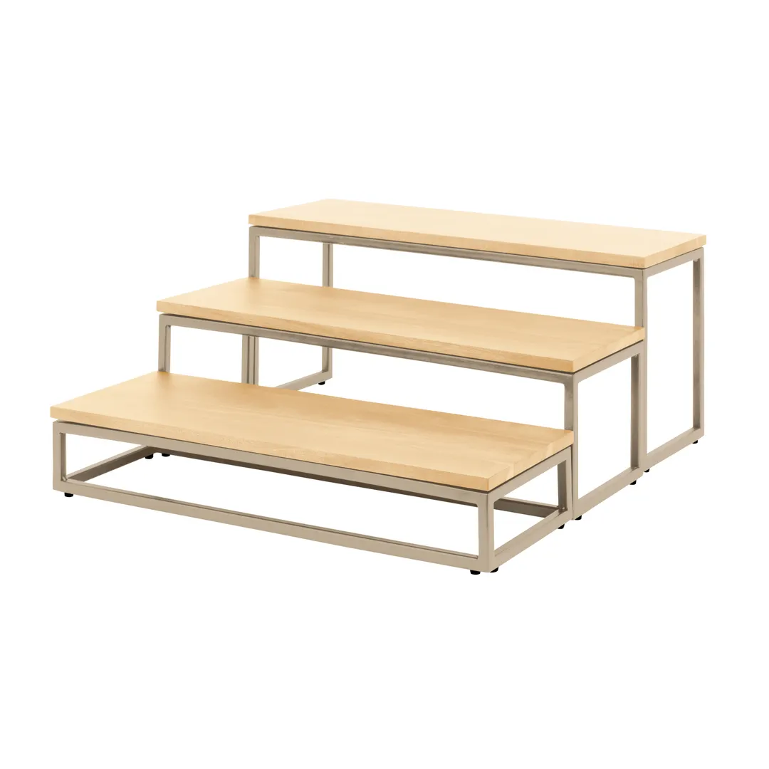 Steelite 7364MW335 Rectangle Display Riser, Champagne Beige Metal, 21.875" x 7.375" x 9"