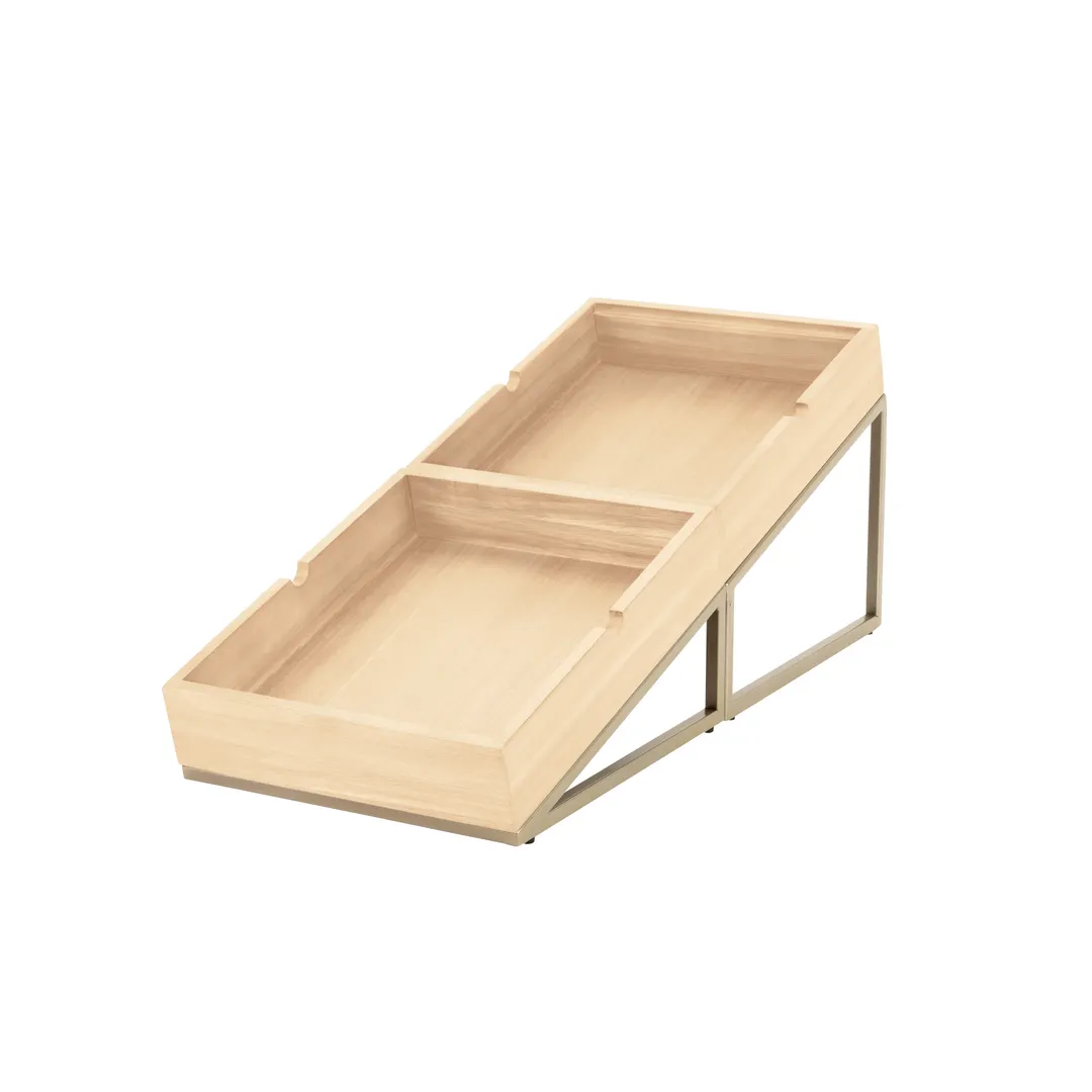 Steelite 7364MW342 Angled Rectangle Riser, 13.875" x 11.5" x 4.5", Beige Metal, 4" H, 10"-19"