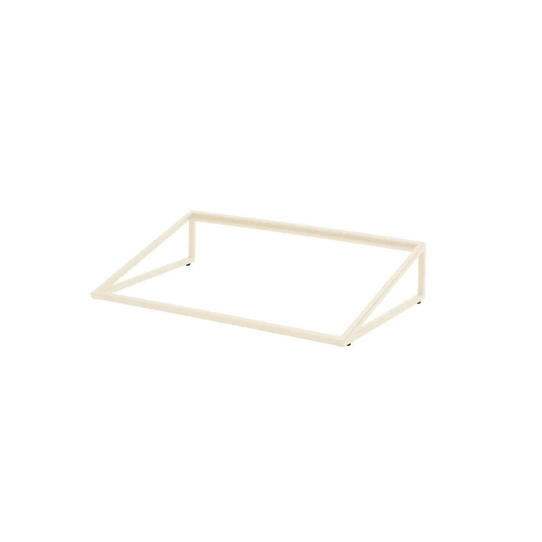 Steelite 7365MW340 Ivory Metal Rectangle Angled Display Riser, 13.875" x 21.875" x 4.5", Height 4"