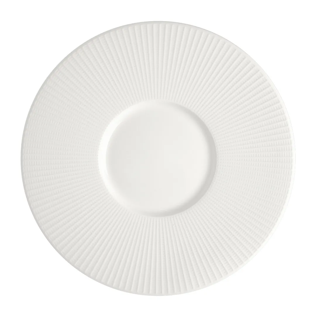 Steelite 9117C1172 Gourmet Plate, 11.25" Round White Ceramic with Wide Rim Design - 6/Case
