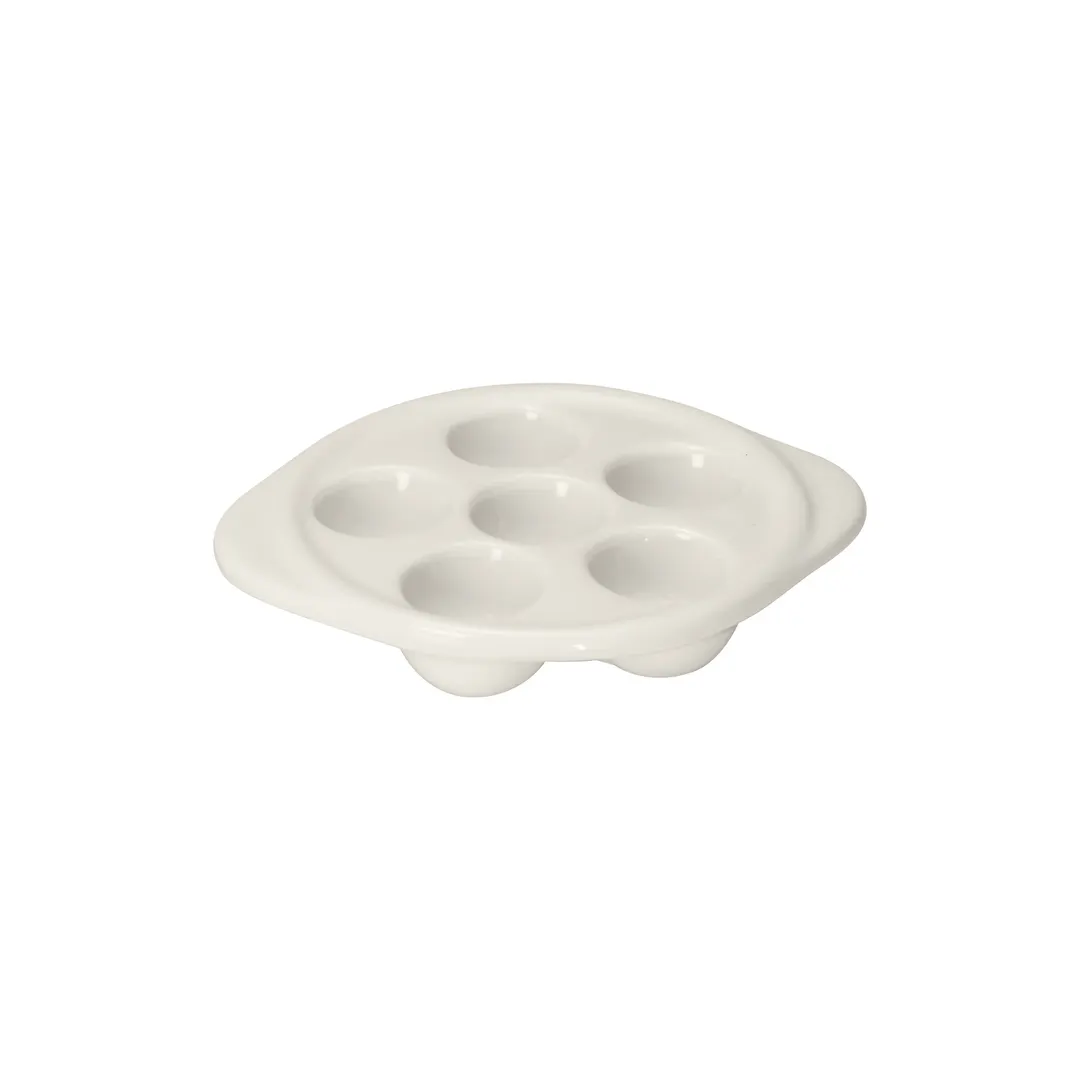 Steelite DCI25W Escargot Plate – 5¼" White Ceramic Round Six Holes, Oven/Microwave Safe - 1 Dozen