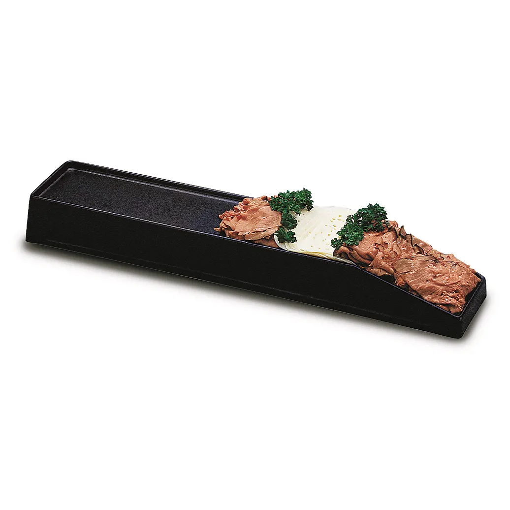 Steelite DFMR30617 Meat Riser, 30" x 6" x 3.5" Rectangular Black ABS Plastic Display Stand - 4/Case
